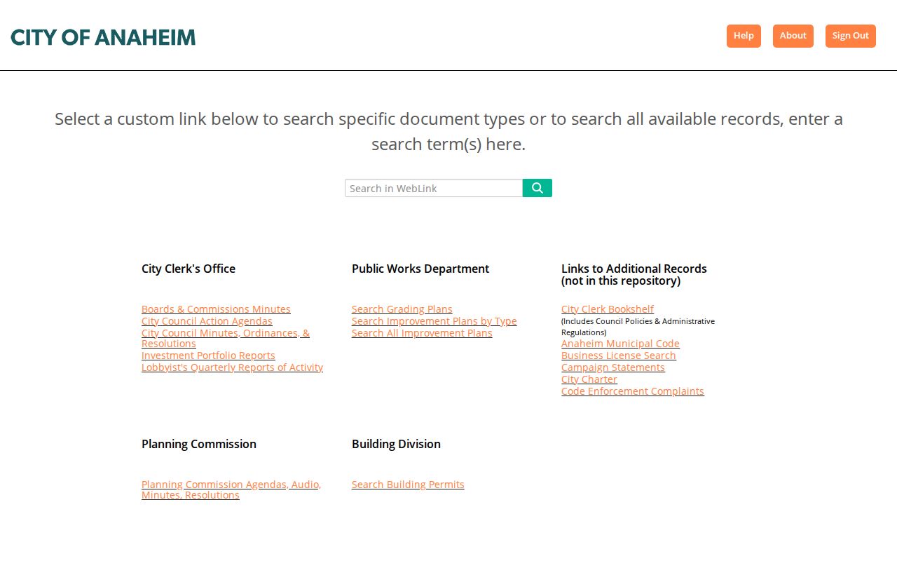 Anaheim residents directory municipal public records portal