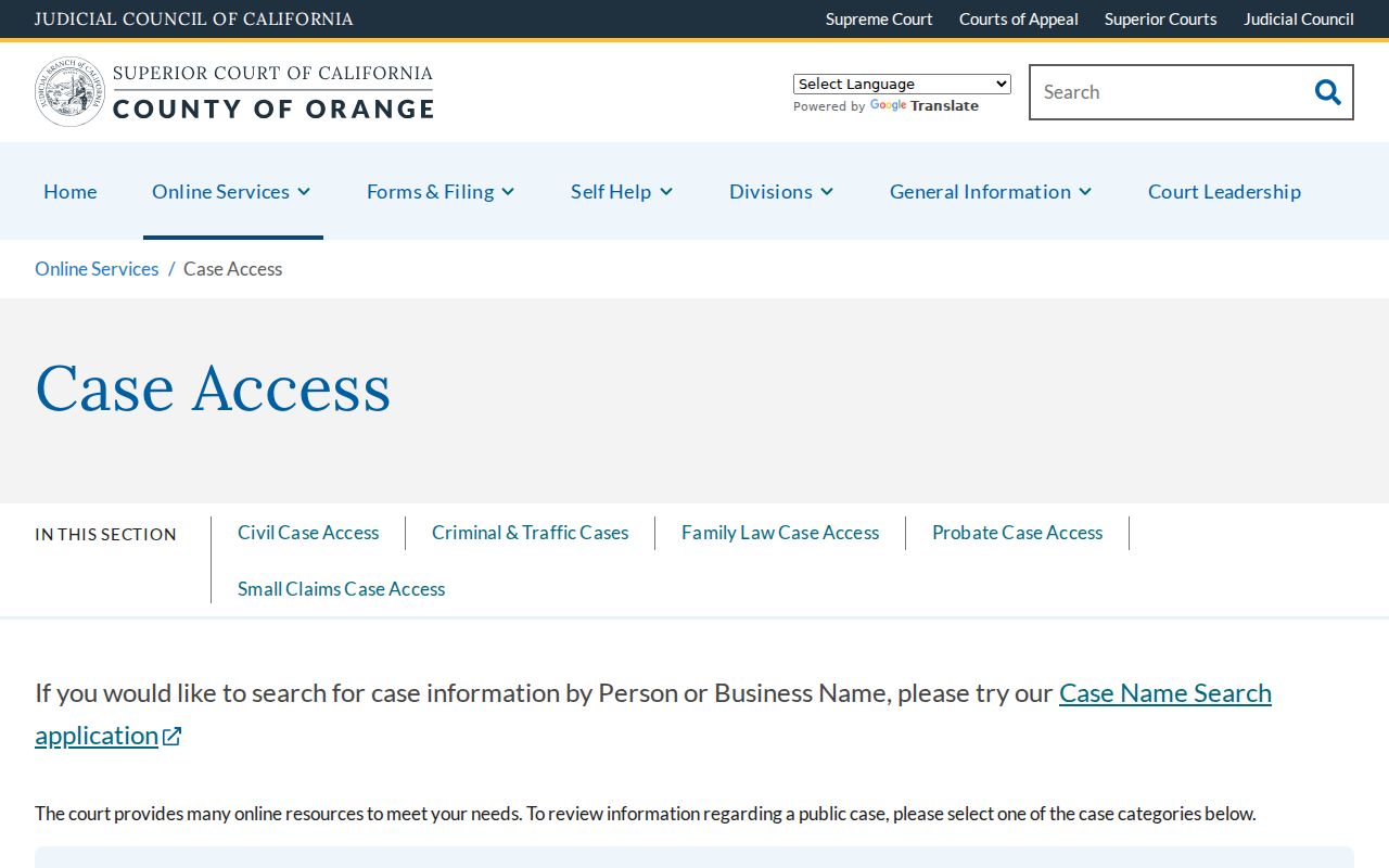 Anaheim residents directory Orange County court case access