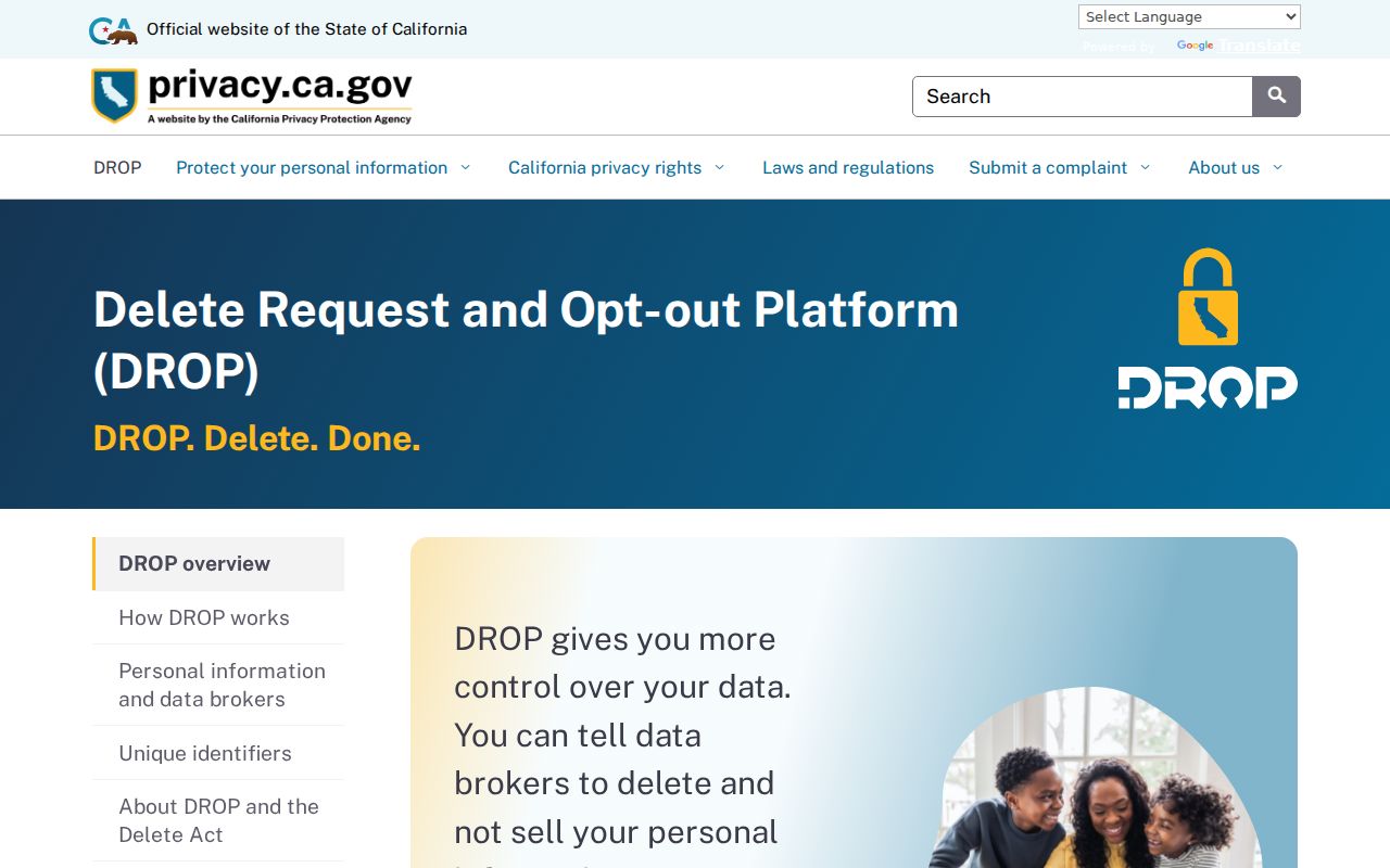 Anaheim neighbors California data deletion portal