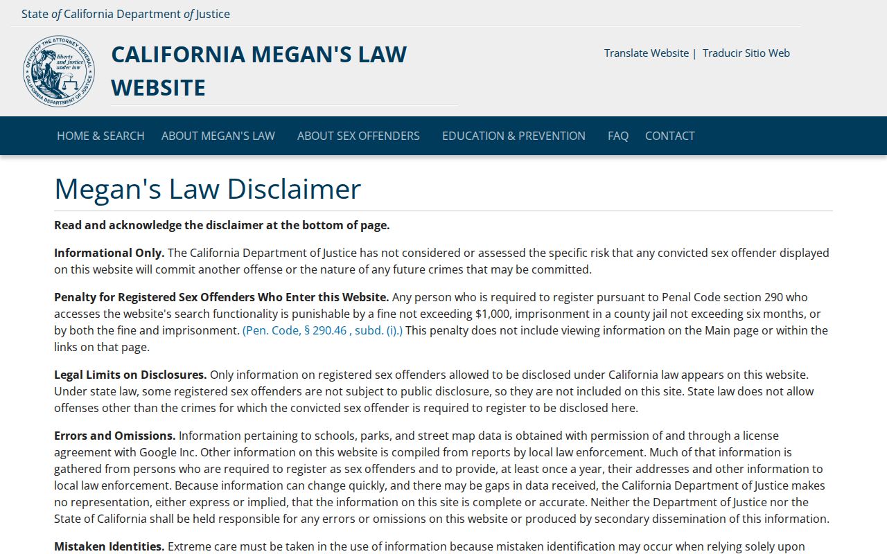 Anaheim neighbors California registry search warning