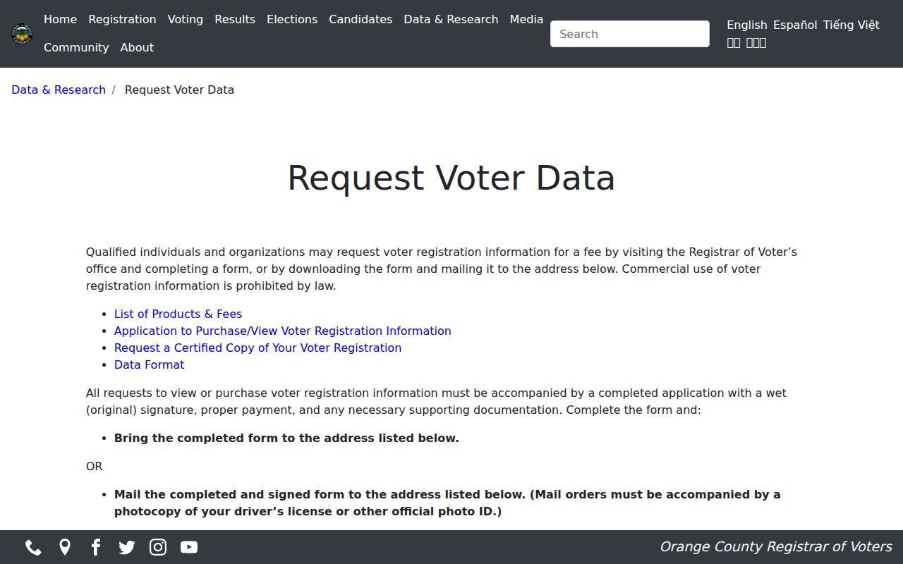 Anaheim neighbors Orange County voter data rules