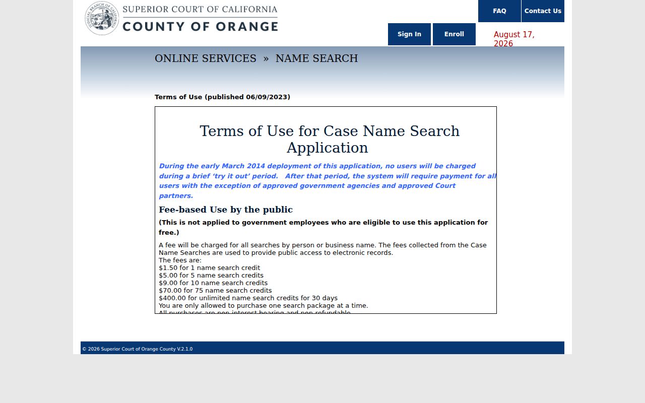 Anaheim resident lookup Orange County court name search