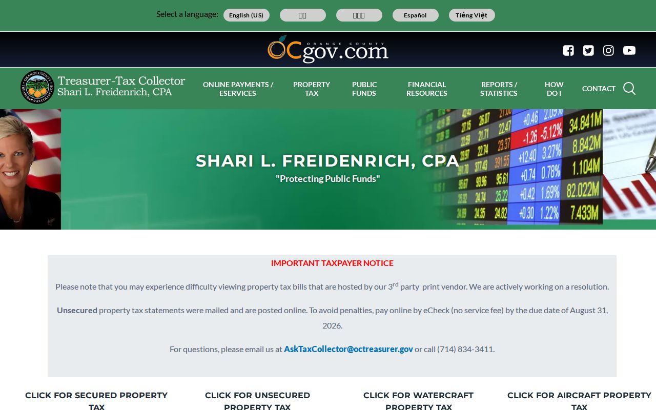 Anaheim street directory Orange County property tax search