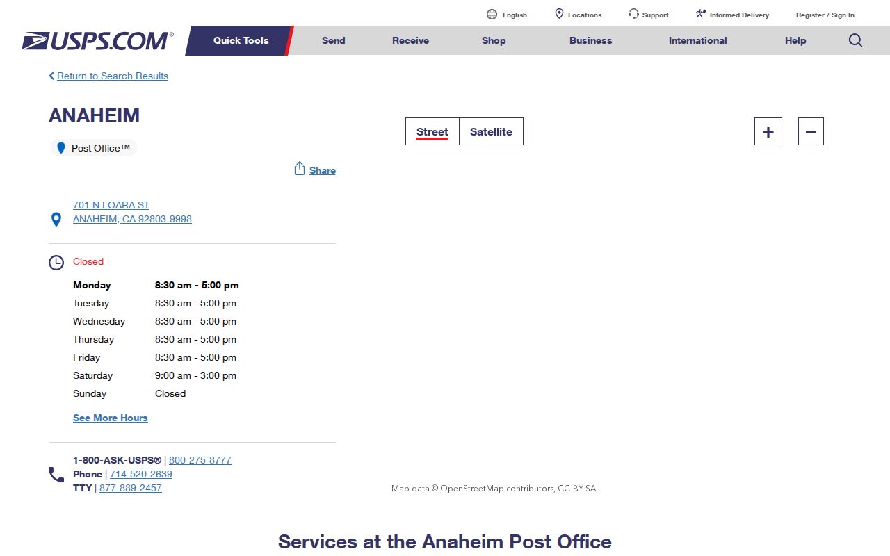 Anaheim ZIP code directory USPS post office details